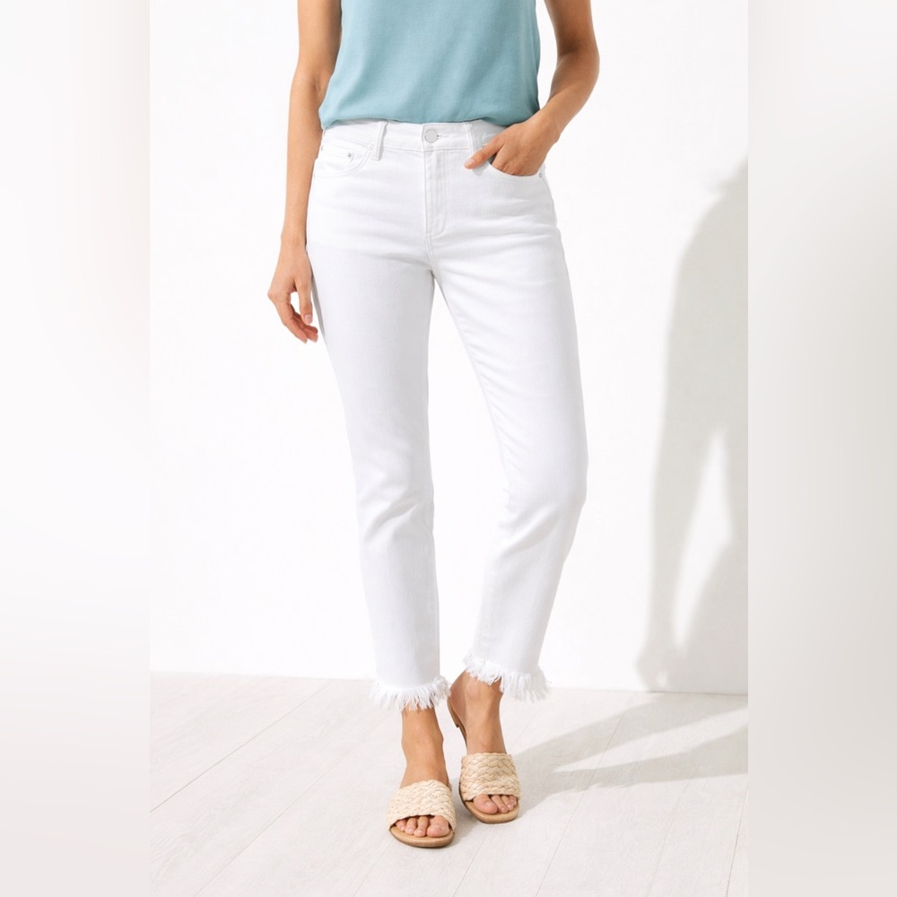 Mac&Me Darling White Cropped Ankle Jeans Frayed Hem Kancun Ultra Stretch ✨